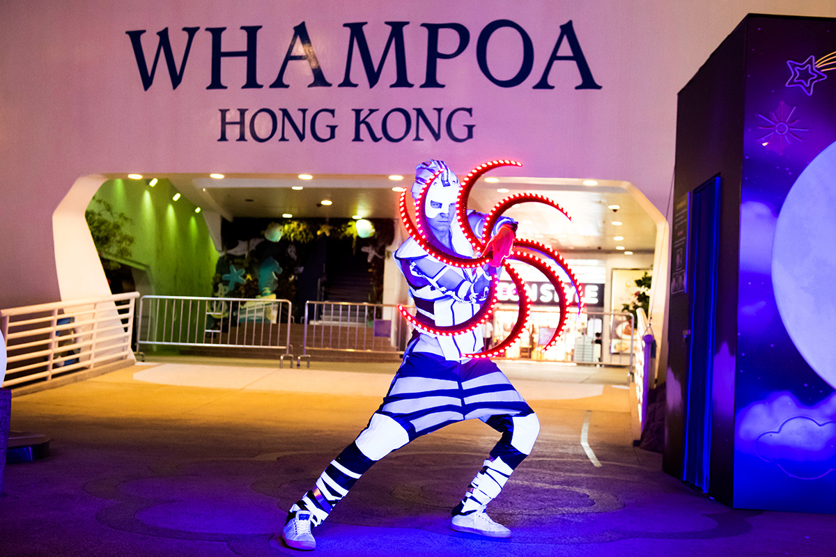 Anta Agni svetelná šou Hongkong grafický efekt